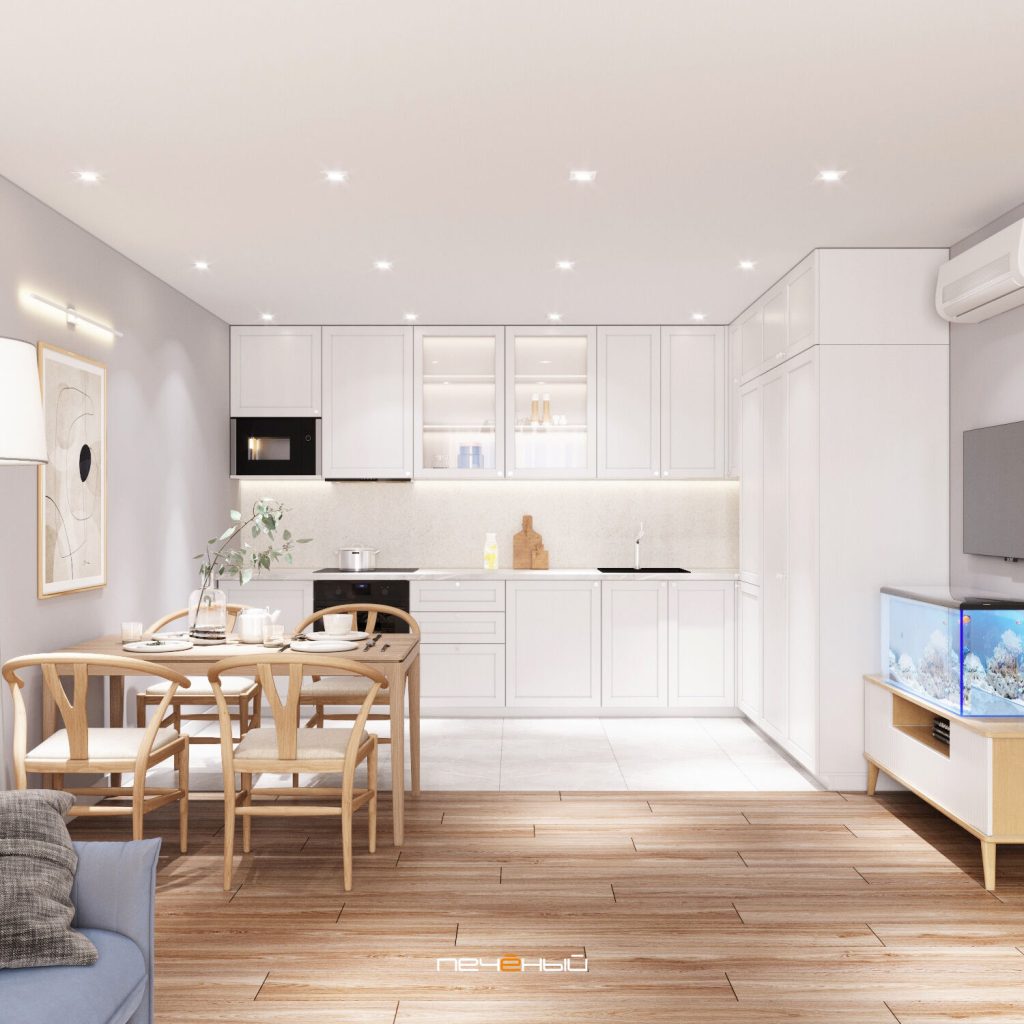 Дизайн светлой кухни-гостиной 2023 (39 фото)| «Печёный»