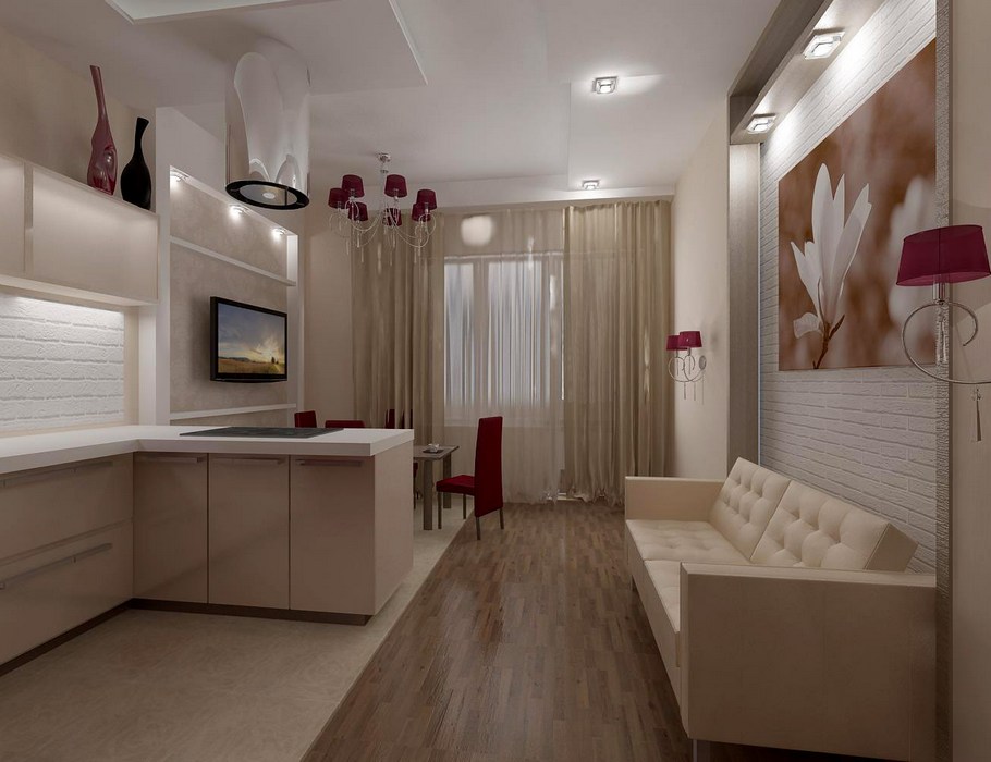 Дизайн кухни гостиной 18 кв. м фото с зонированием — Портал о  строительстве, ремонте и дизайне