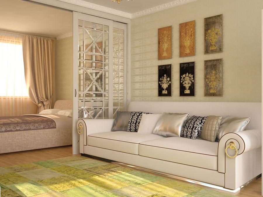 Дизайн гостиной-спальни – фото интерьера совмещенной спальни и гостиной  комнаты