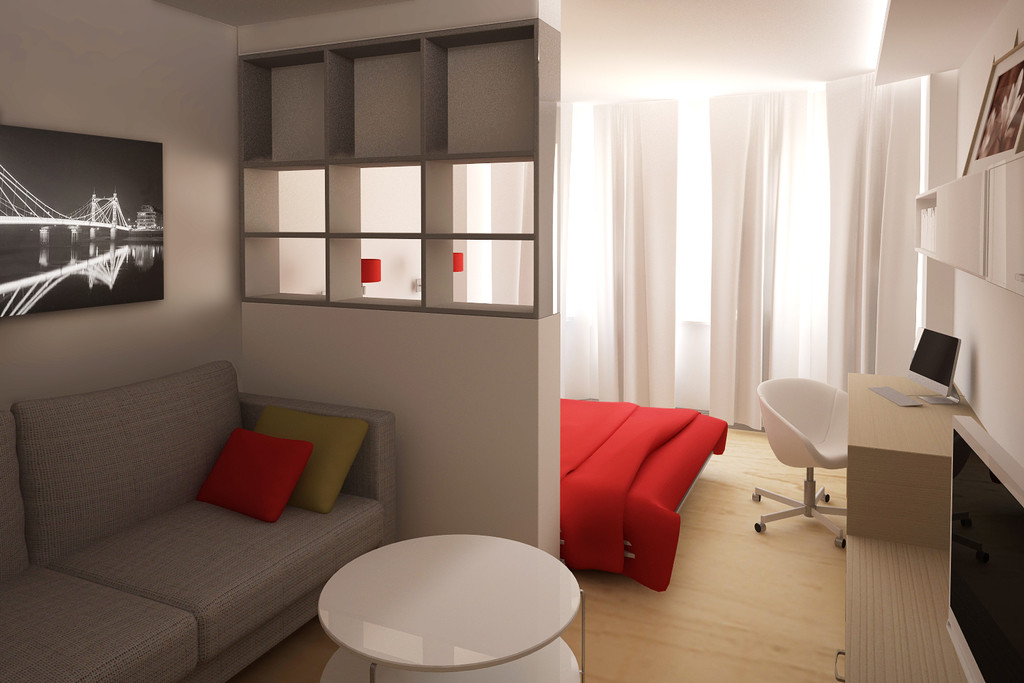 Интерьер гостиной спальни: проект маленькой совмещенной площади, идеи  дизайна