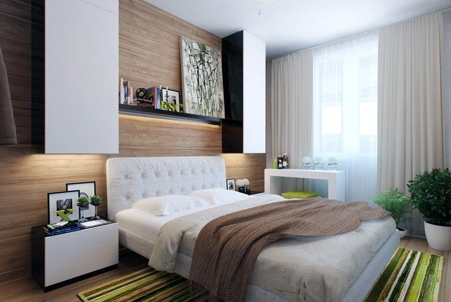 Современная планировка маленькой спальни 12 кв. м: фото интерьера и дизайн-проекты  прямоугольных и квадратных комнат