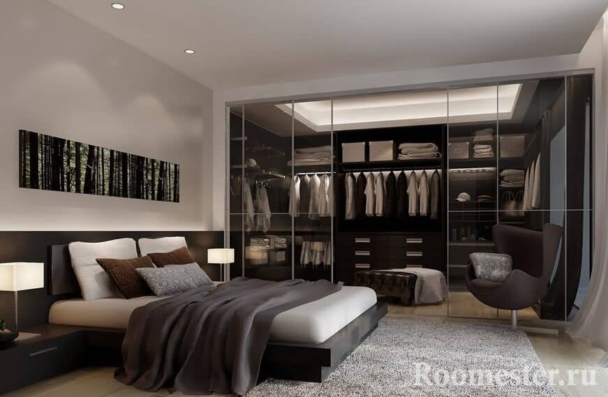 Дизайн спальни с гардеробной - варианты и способы воплощения