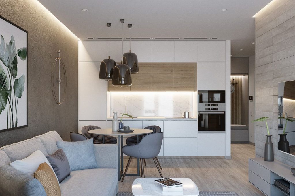 Дизайн кухни - гостиной 22 кв м: варианты оформления интерьера