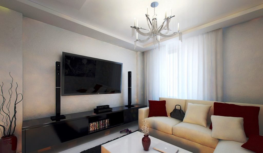 Телевизор на стене в гостиной варианты оформления в однокомнатной квартире  (37 фото) - красивые картинки и HD фото