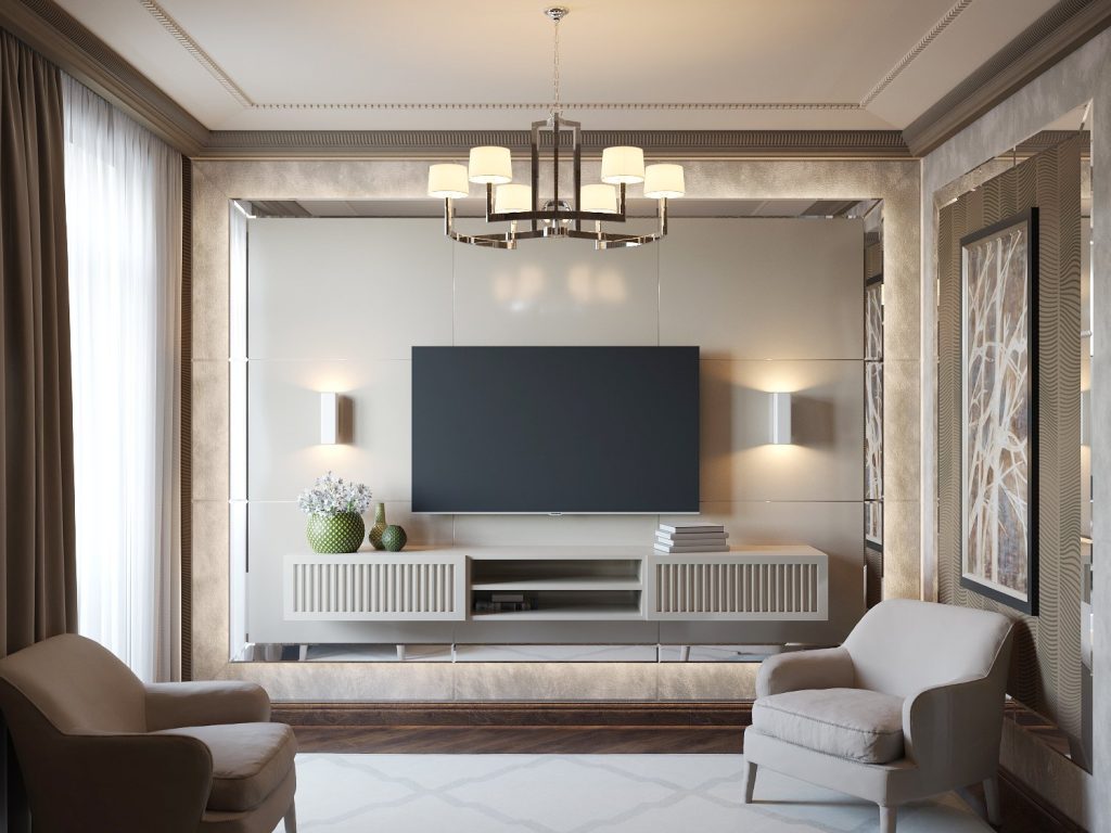 Телевизор на стене в гостиной варианты оформления в однокомнатной квартире  (37 фото) - красивые картинки и HD фото