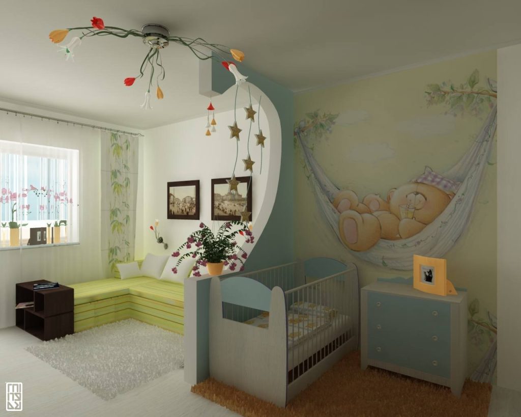 Дизайн гостинной с детской кроваткой фото » Современный дизайн на Vip-1gl.ru