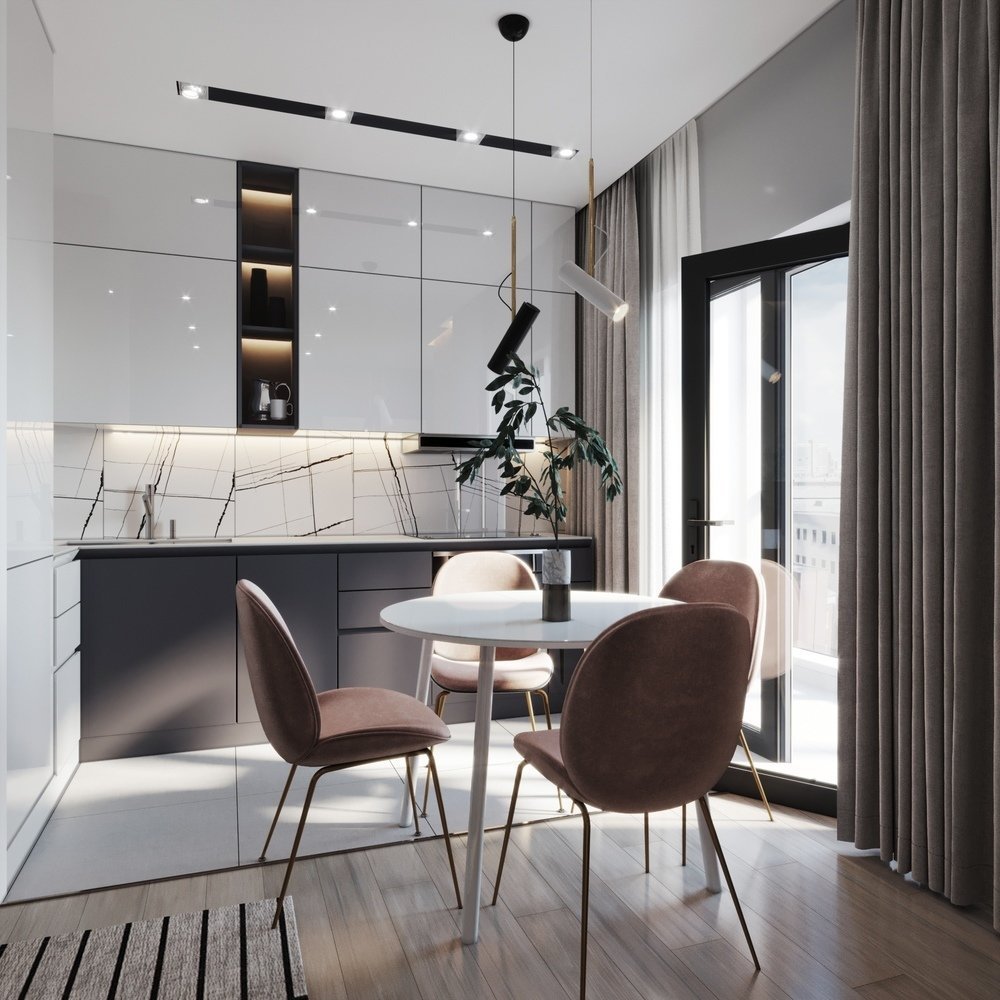 Дизайн кухонной комнаты в современном стиле - 78 фото