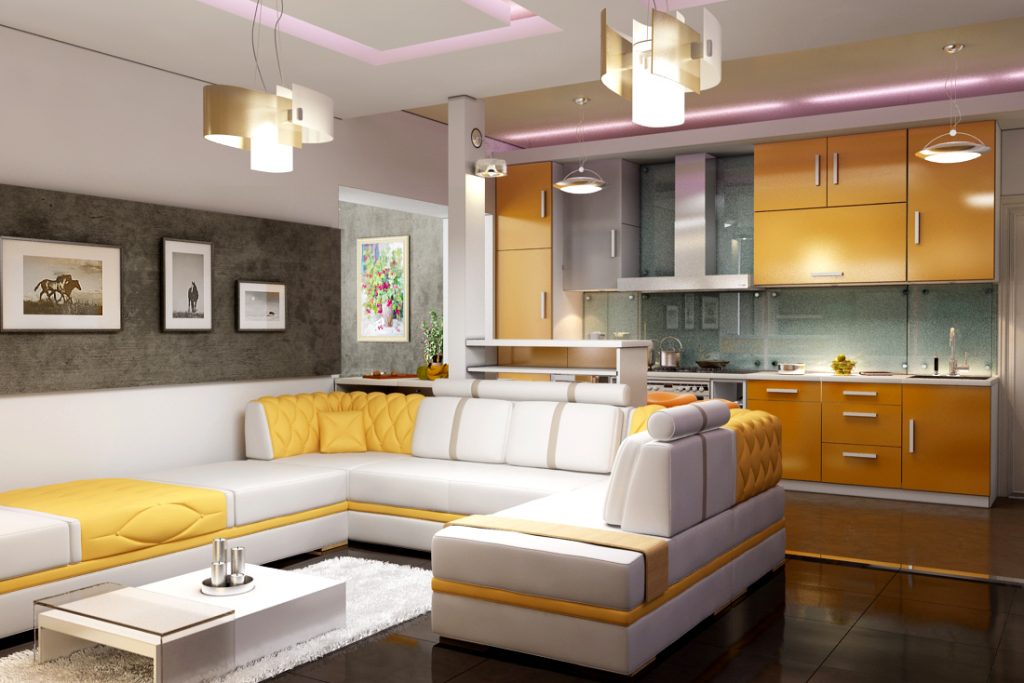 Дизайн гостиной, совмещенной с кухней - ibud.ua