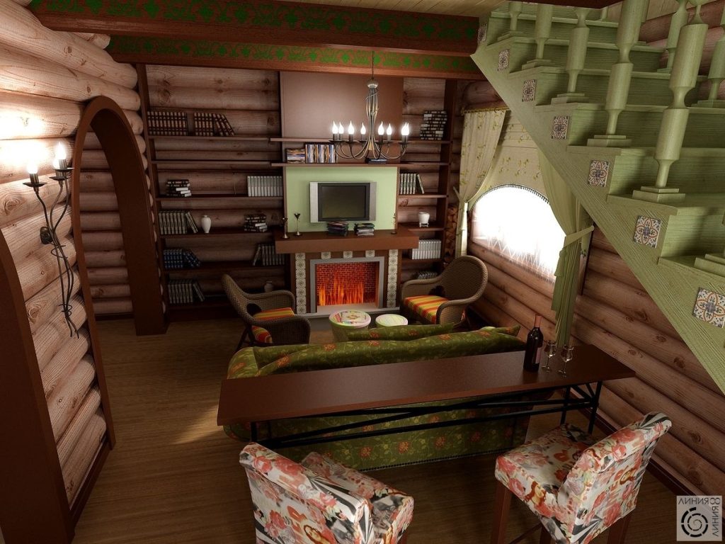 Дизайн гостинной в деревянном доме » Современный дизайн на Vip-1gl.ru
