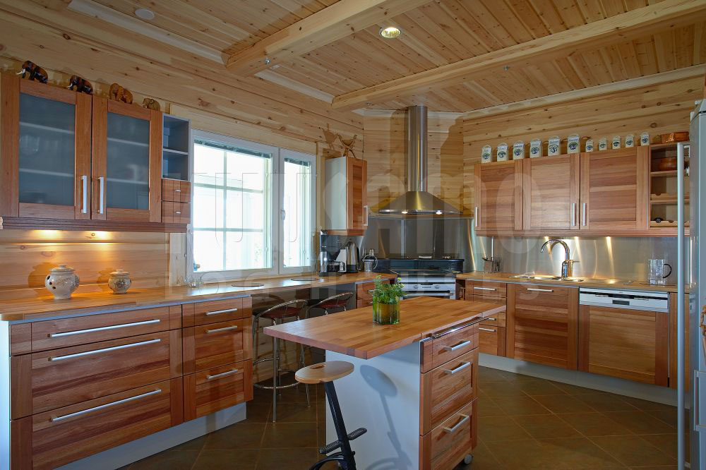Интерьер кухни деревянном доме » Картинки и фотографии дизайна квартир,  домов, коттеджей