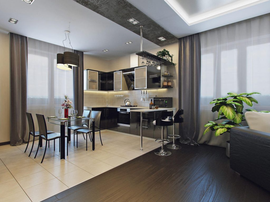Дизайн кухни-гостинной 30 кв.м » Картинки и фотографии дизайна квартир,  домов, коттеджей