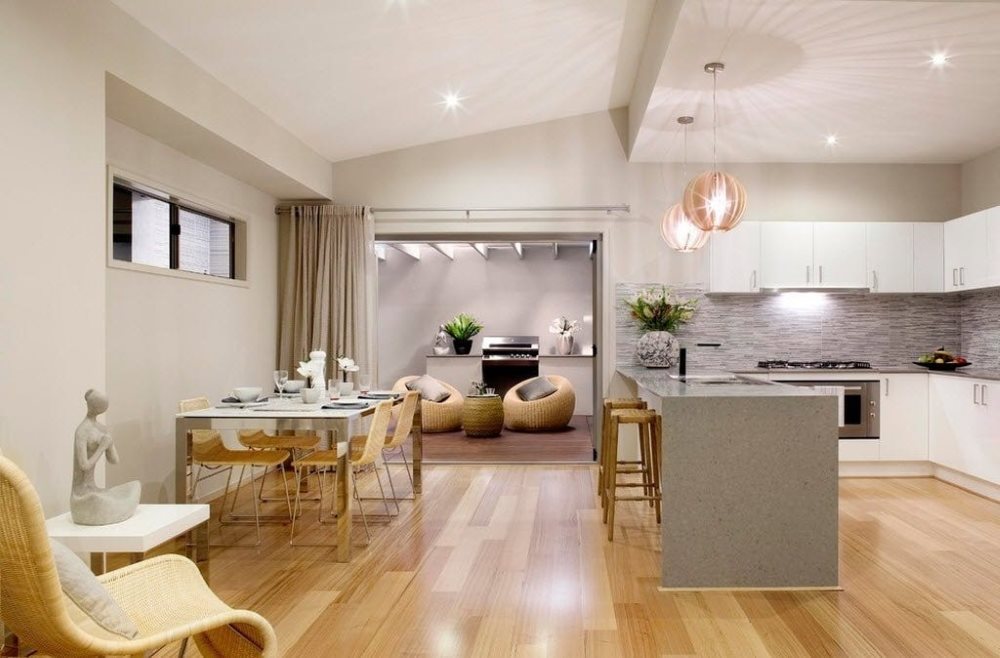 Кухня-гостиная 40 кв. м: дизайн в частном доме, фото реального интерьера