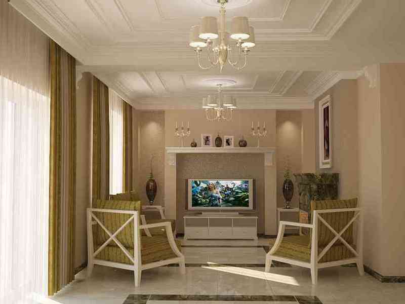 Интерьер гостиной в частном доме: отделка потолка и установка камина, выбор  обоев, дизайн интерьера и фото