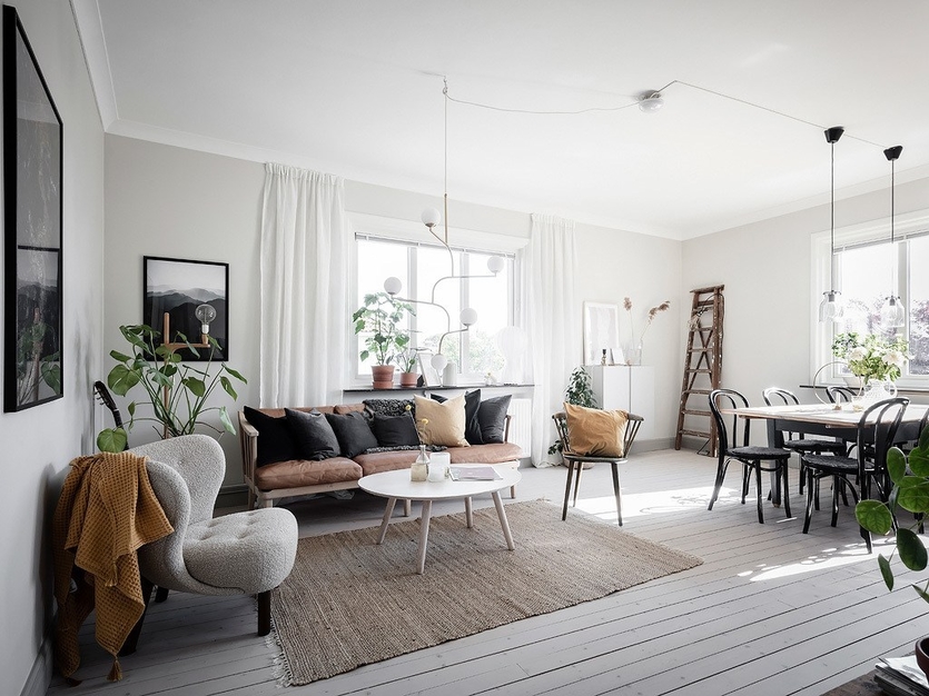 Лучшие идеи дизайна гостиной в скандинавском стиле — фото реальных  интерьеров и советы | SALON