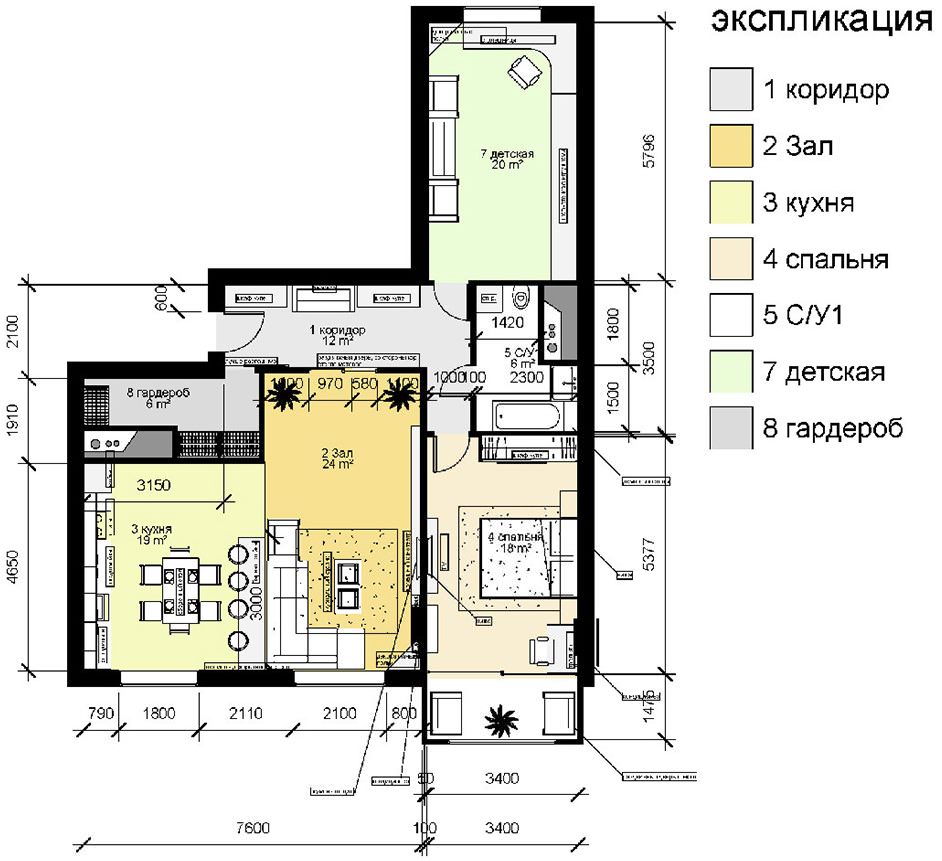 Дизайн трехкомнатной квартиры п44т: идеи обустройства интерьера