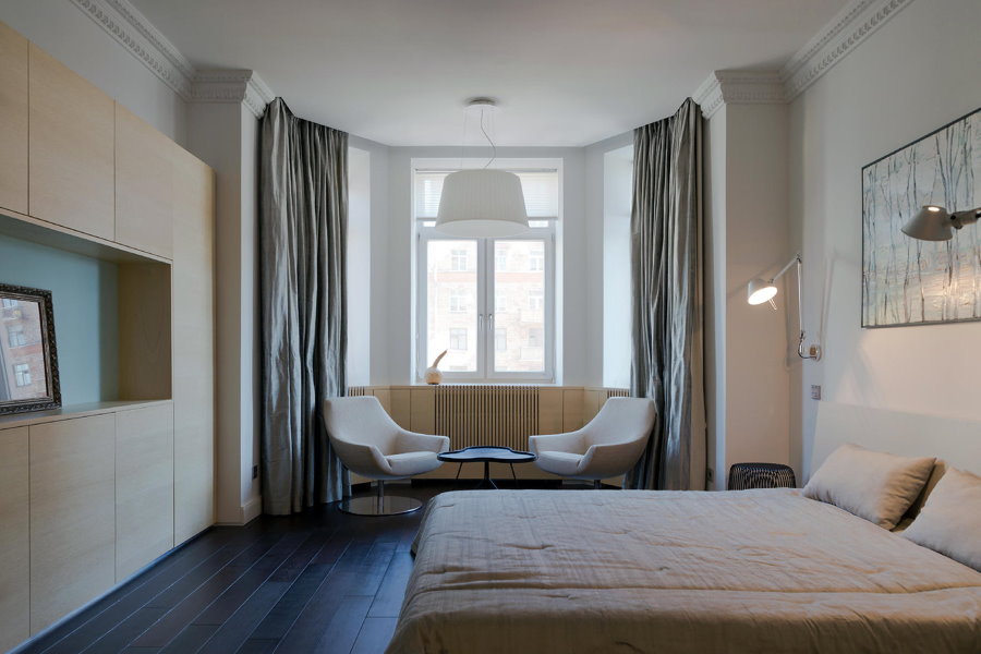 Дизайн спальни 20 кв м в современном стиле, интерьер с гардеробной