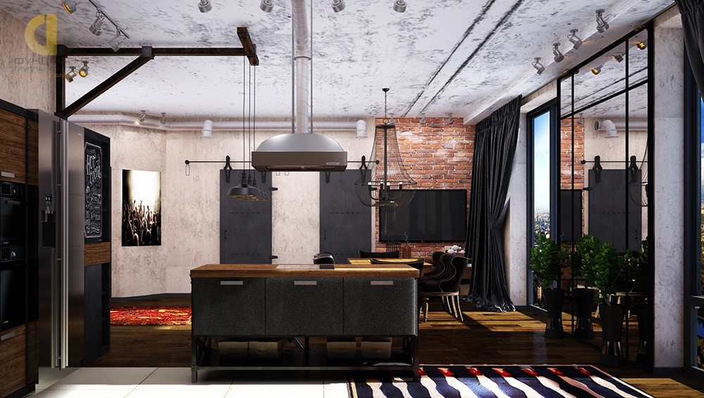 Дизайн кухни-гостиной в стиле лофт — фото реальных интерьеров и советы |  SALON