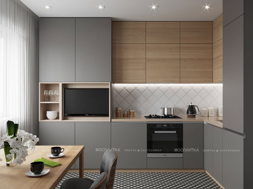 Дизайн Кухня в стиле Современный в черно-белом цвете №12552