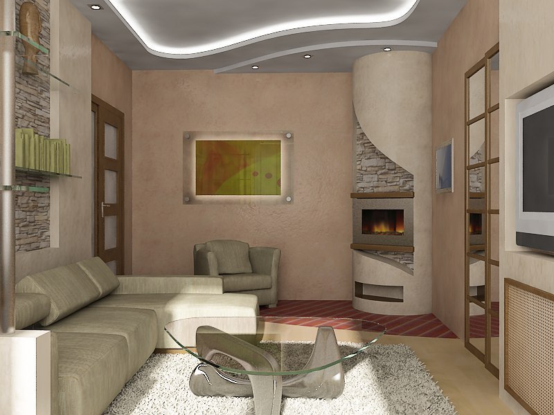 Дизайн маленькой гостинной с камином фото » Картинки и фотографии дизайна  квартир, домов, коттеджей