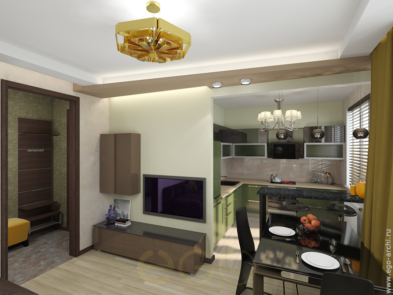 Интерьер маленькой комнаты совмещенной с кухней » Современный дизайн на  Vip-1gl.ru