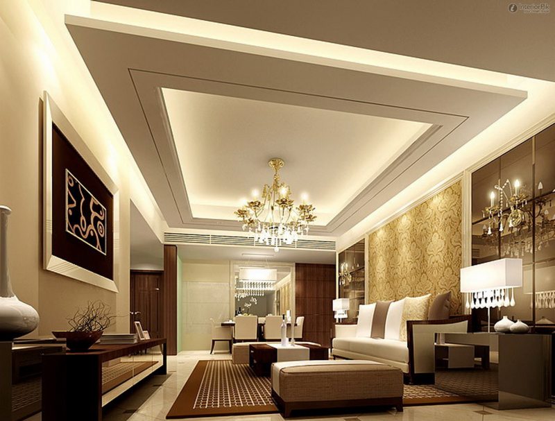 Современный дизайн потолка в гостиной - 107 фото идей элегантных потолочных  конструкций