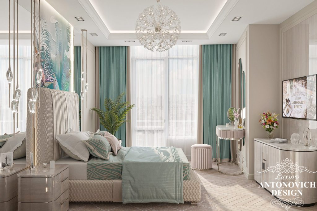 Дизайн женской спальни в ЖК Busov Hill ⋆ Студия дизайна элитных  интерьеров Luxury Antonovich Design