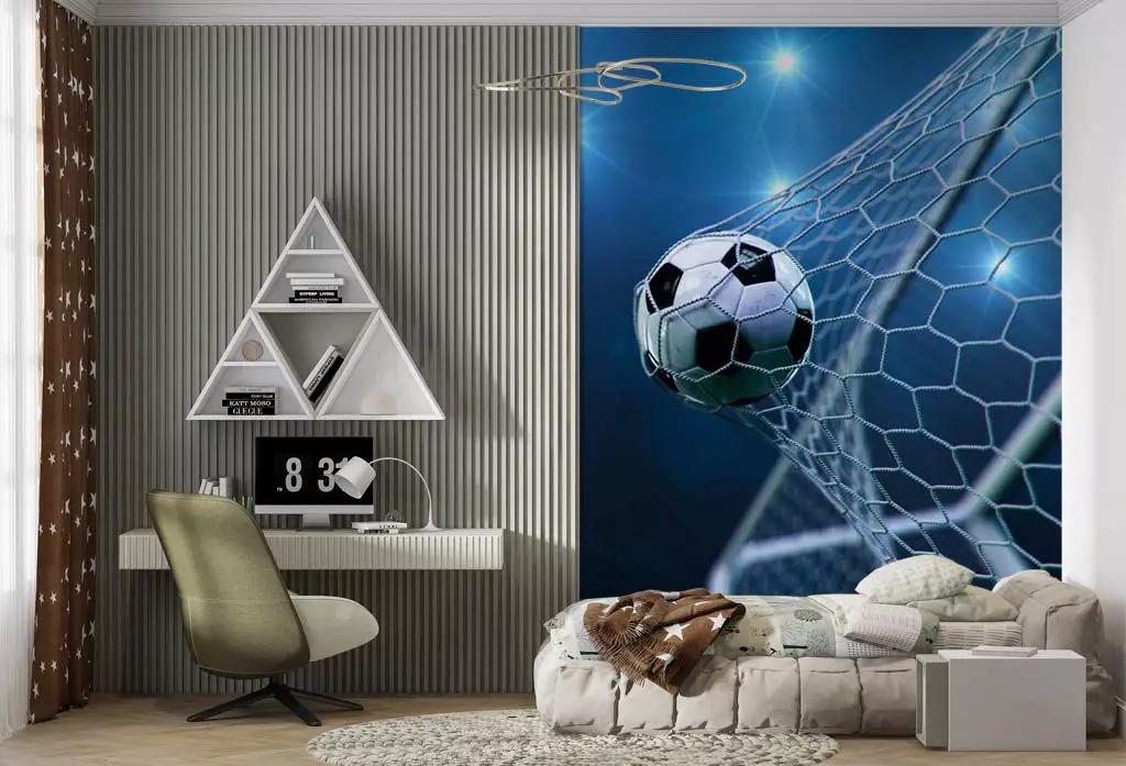 Фотообои Футбольный мяч в сетке в свете прожекторов артикул Dso-032 купить  в Оренбурге | интернет-магазин ArtFresco