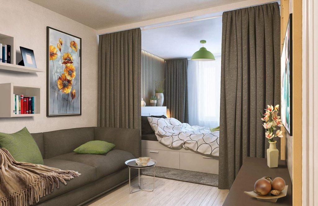 Кровать в однокомнатной квартире: лучшие варианты умелой маскировки |  Интернет магазин «AMF»