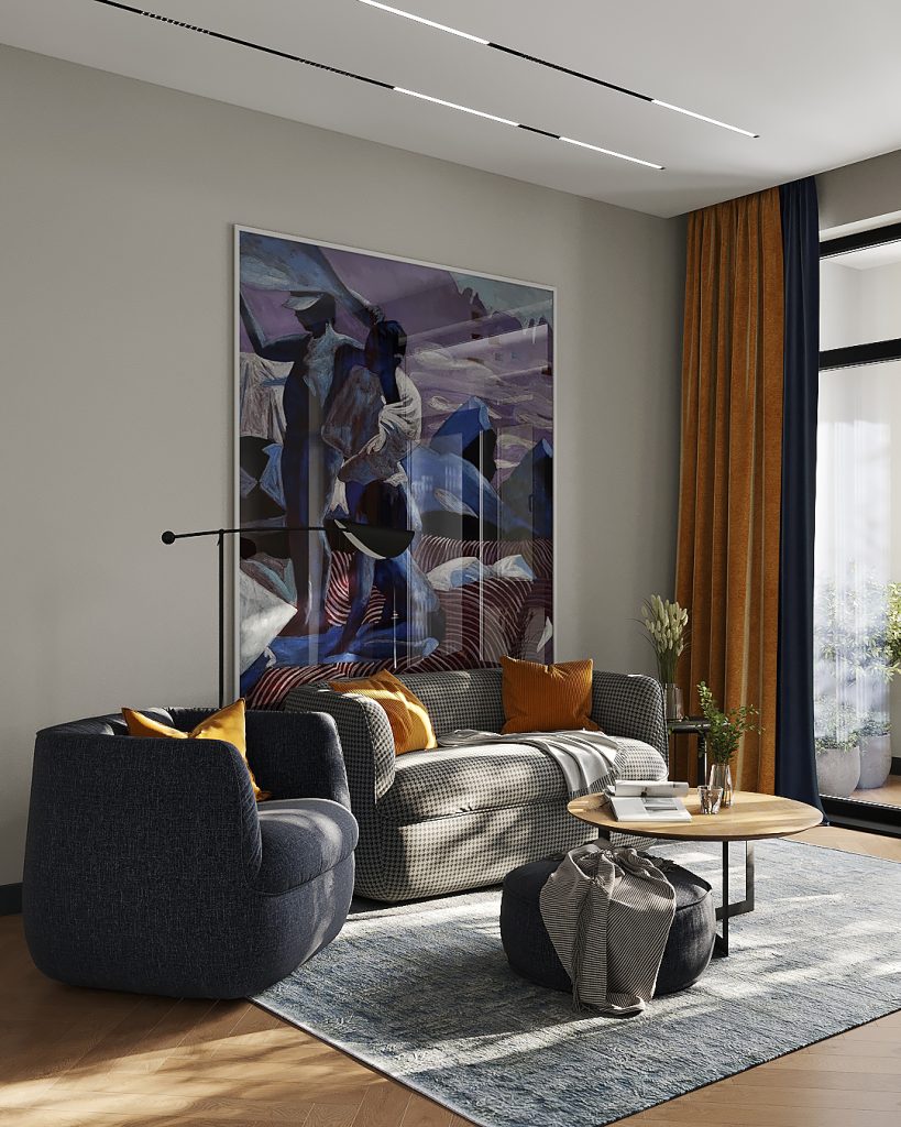 Гостиная с балконом с диваном и креслом Spin — фабрика современной  дизайнерской мебели SKDESIGN