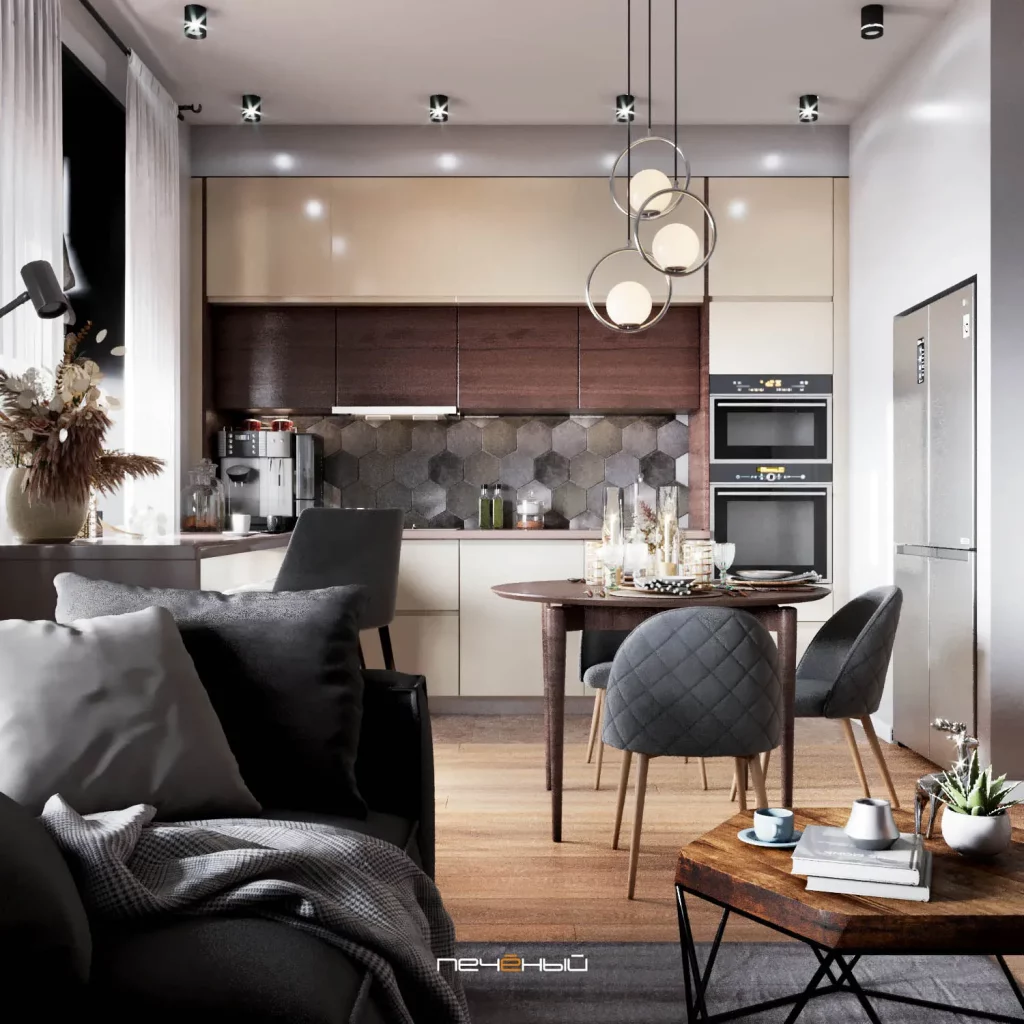 Дизайн кухни, гостиной и столовой: создание уютного и функционального  пространства [57 фото]
