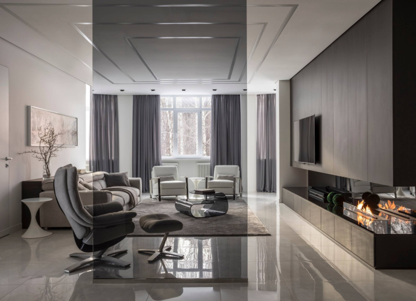Идеи дизайна гостиной в стиле хай-тек - фото реальных интерьеров и советы |  SALON