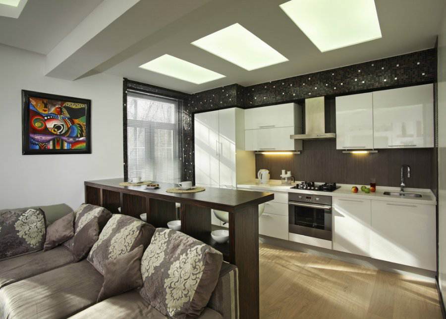 Дизайн кухни-гостиной 20 кв. м (22 фото интерьеров)