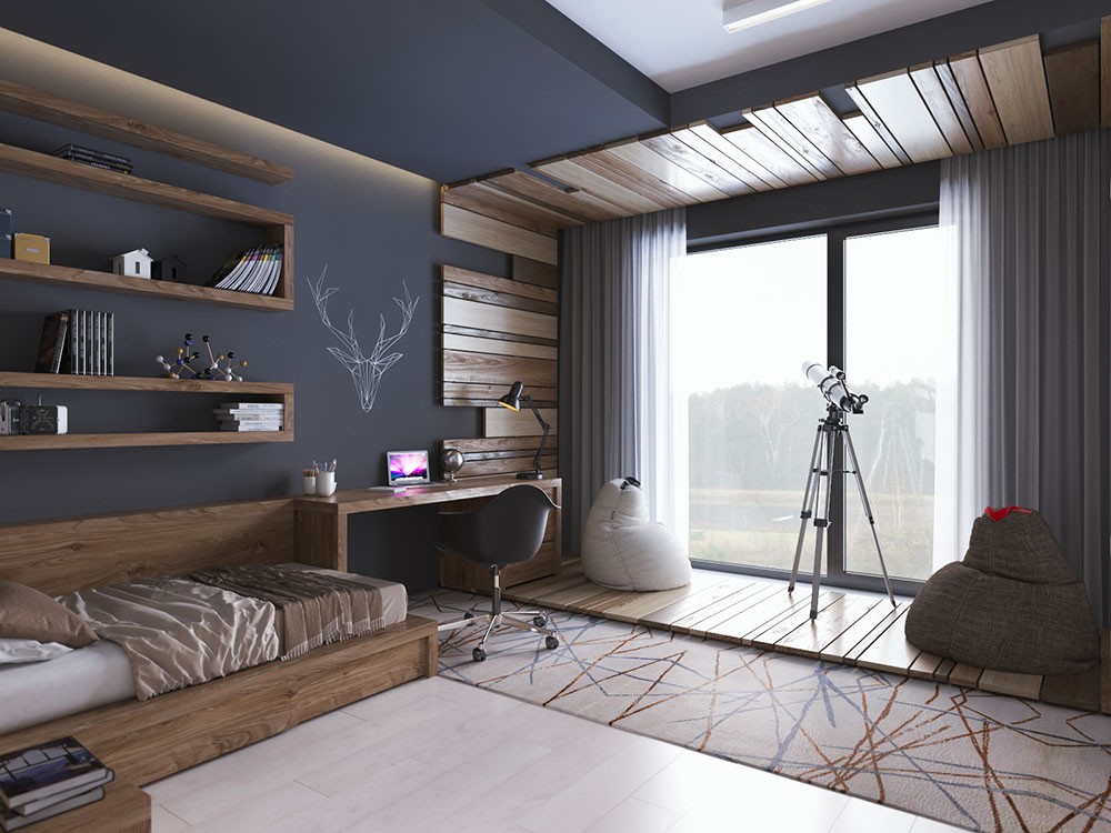 Дизайн для комнаты подростка мальчика: шторы, обои, мебель и другие  варианты, фото