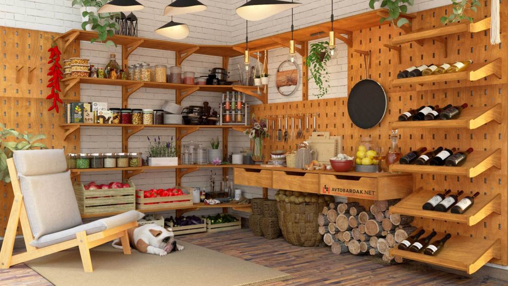 Проект №66: Летняя кухня, деревянный стеллаж