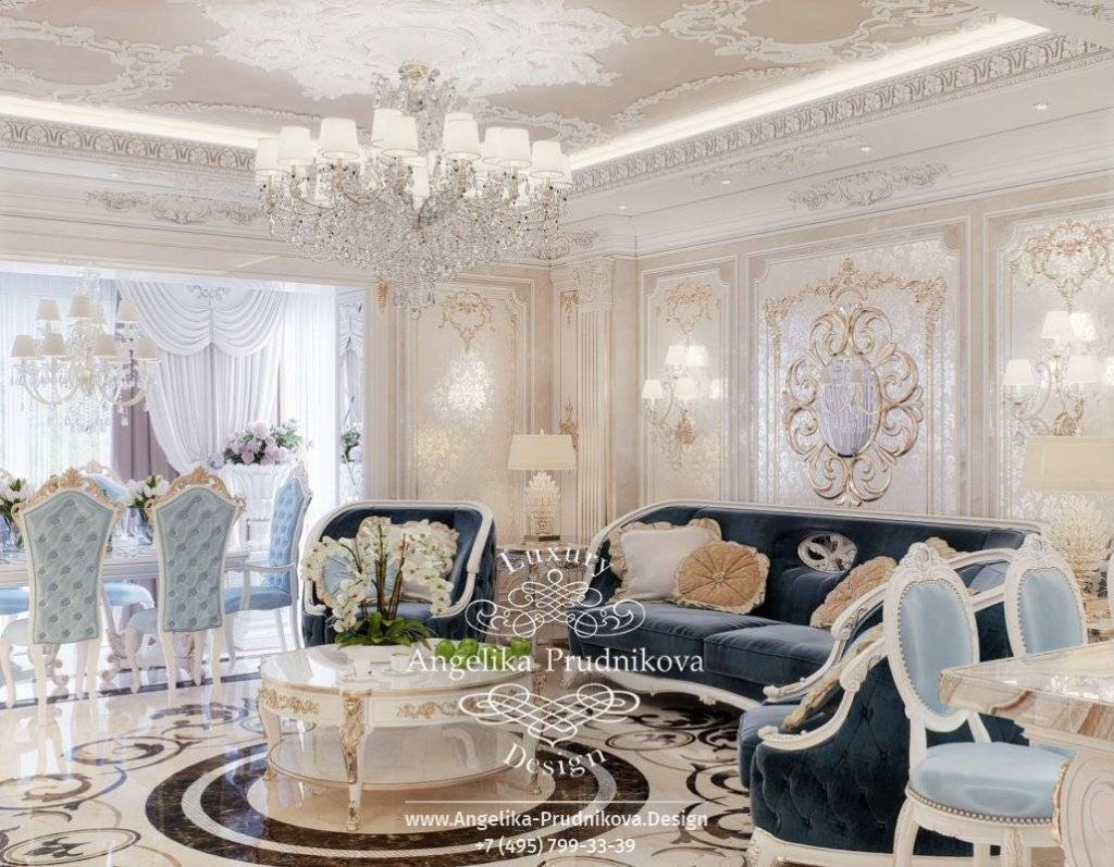 Дизайн-проект интерьера гостиной в стиле барокко в ЖК Ривьера Парус |  homify