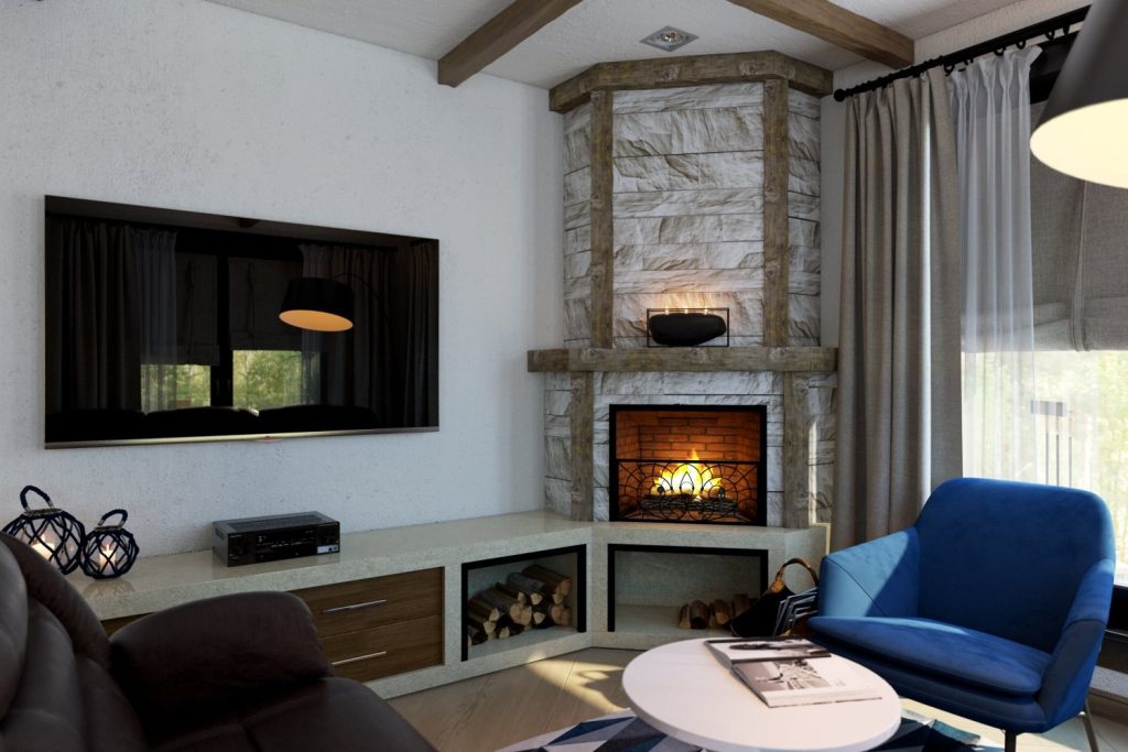Дизайн гостиной с камином в углу (42 фото) - красивые картинки и HD фото