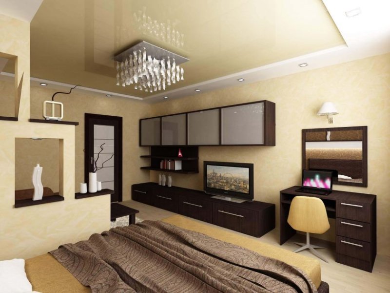 Дизайн гостиной спальни - 100 фото идеально разделенного интерьера в  гостиной