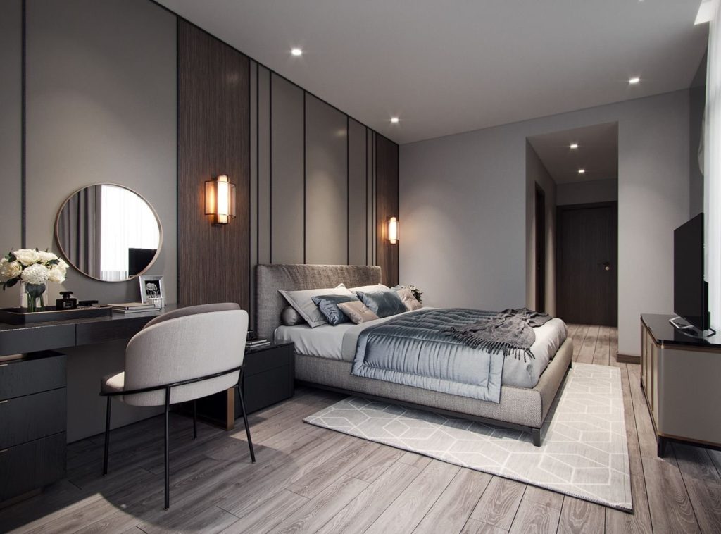 Современный дизайн спальни в светлых тонах - 60 фото