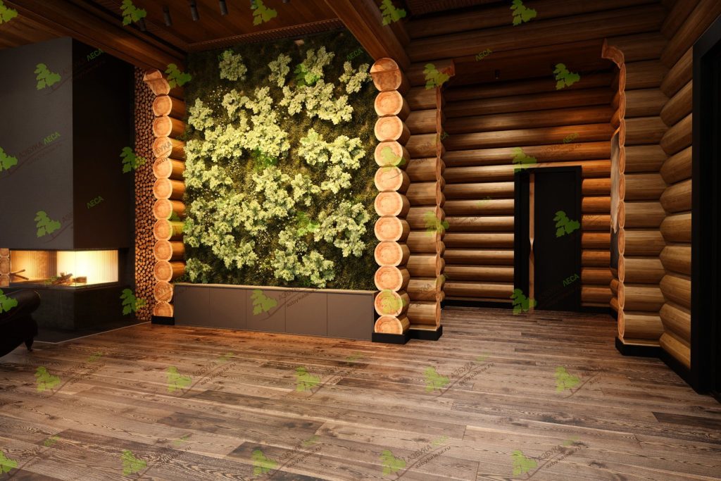 Дизайн гостиной с камином от Азбуки Леса