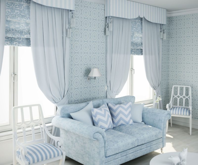 Голубая гостиная - 45 фото стильного сочетания в интерьере