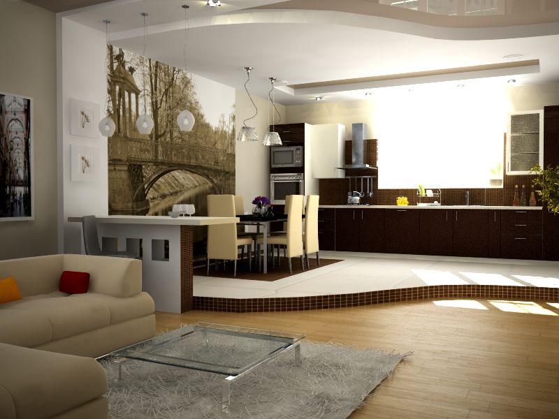 Дизайн кухни с гостинной в доме » Современный дизайн на Vip-1gl.ru
