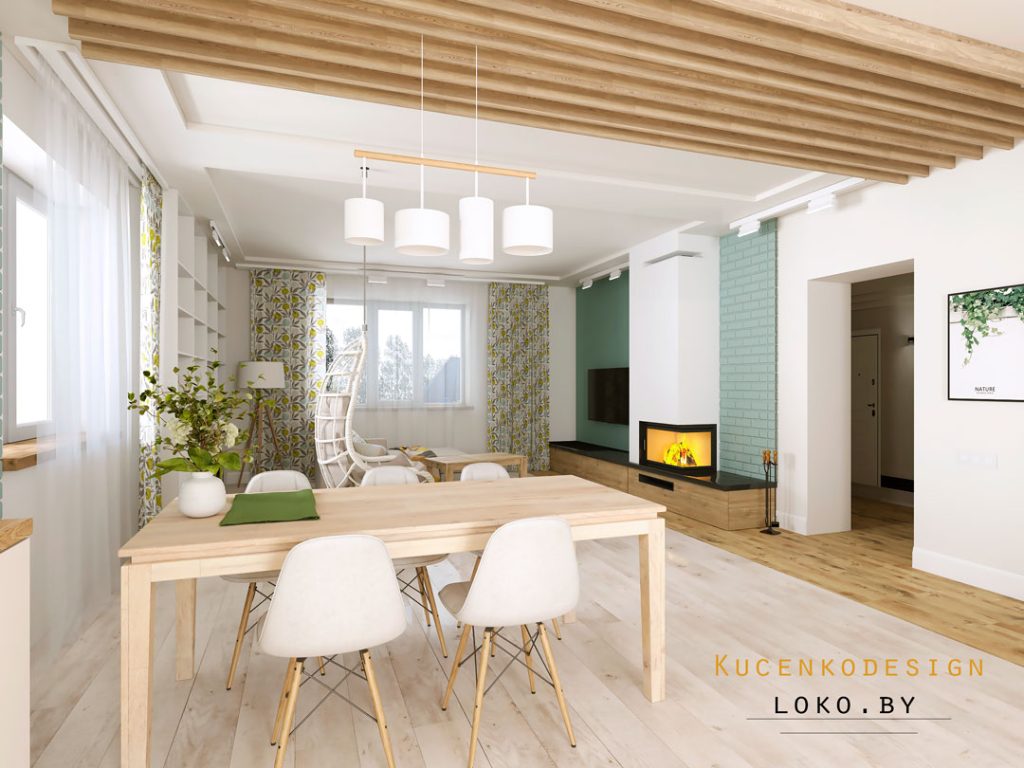 Дизайн интерьера совмещенной кухни-гостиной 50 кв.м. в Молодечно