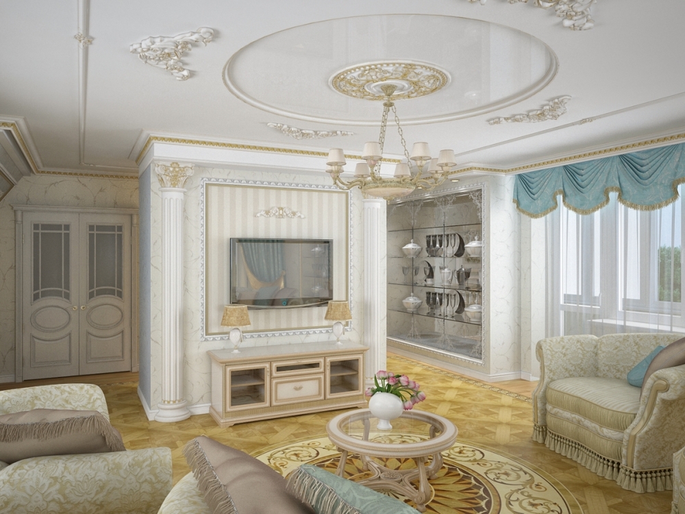 Итерьер гостиной в классическом стиле: дизайн классика в итальянском виде