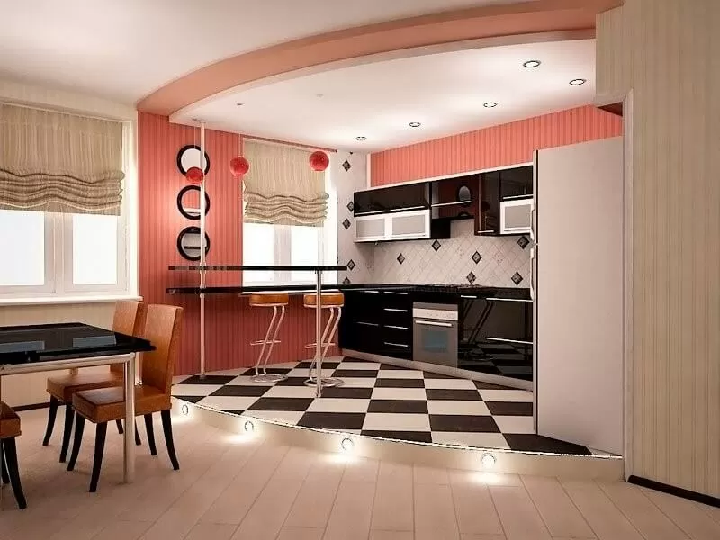 Дизайн кухни гостиной: зонирование интерьера, фото планировки :: Classic