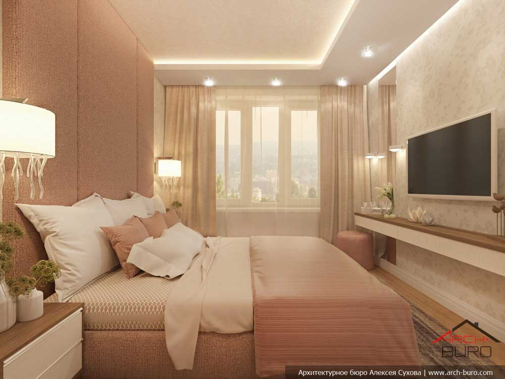 Дизайн спальни 11 кв. м. Фото розовой спальни 11 метров