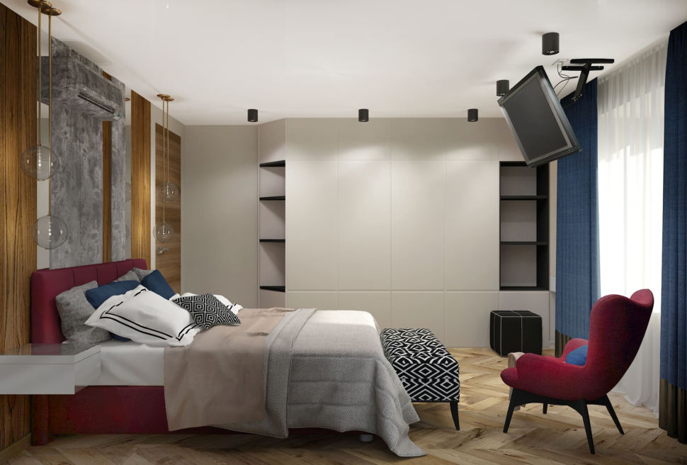 Спальня 16 кв.м в 4-х комнатной квартире ➤ смотреть фото дизайна интерьера