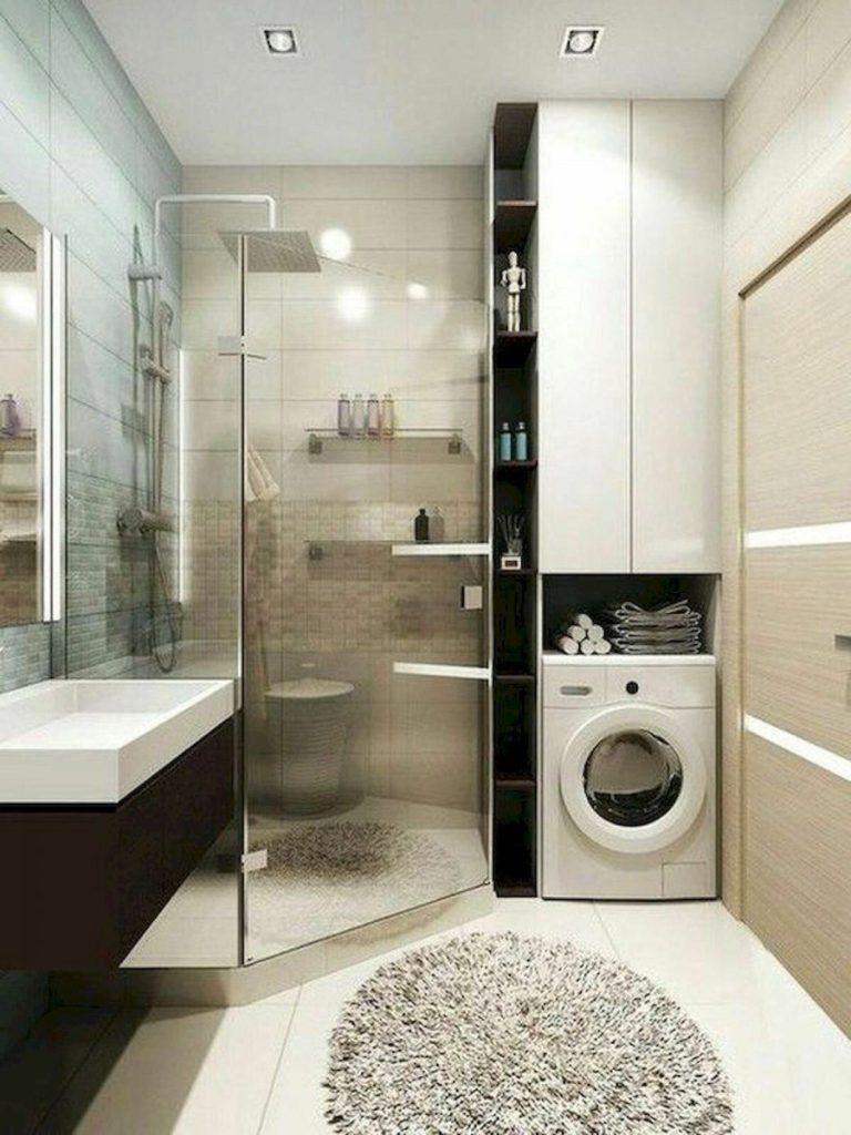 Дизайн маленькой ванной с душевой кабиной - 58 фото