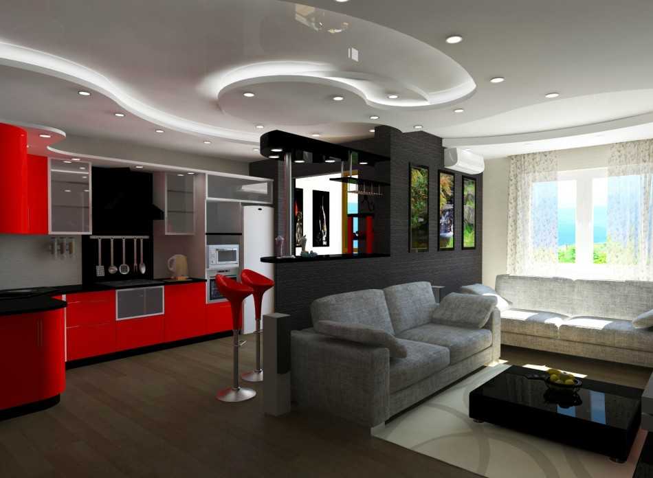 Дизайн кухни - гостиной 40 кв м: варианты оформления интерьера