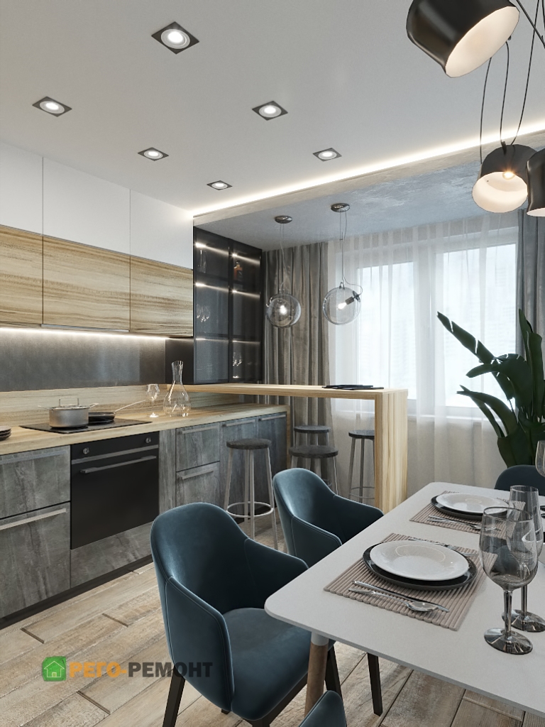 Дизайн интерьера кухни в стиле лофт | РЕГО-РЕМОНТ-61