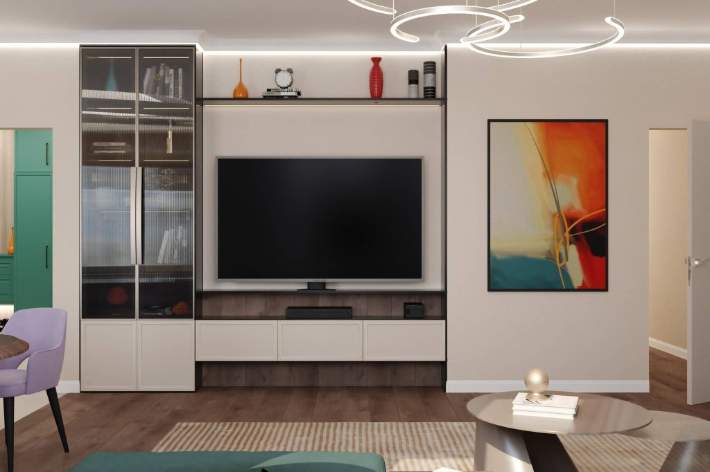 Картина справа от ТВ-зоны. Дизайн и ремонт квартиры в ЖК «Город на реке  Тушино-2018» — Тропический остров